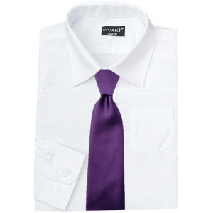 Boys White Formal Shirt & Cadbury Purple Tie